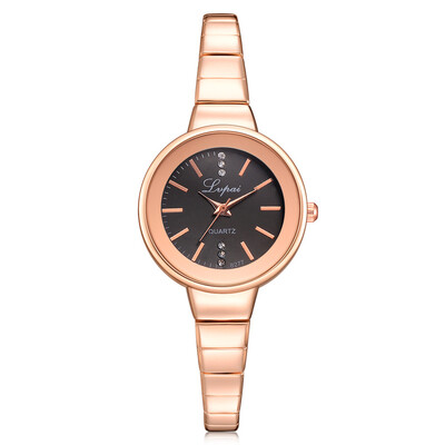 

High Quality Womens Watches Rose Gold Dial Ladies Luxury Quartz Wristwatch Alloy Bracelet Simple Clock Dress Bayan Saat