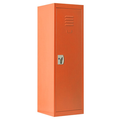 

48" Kid Locker Safe Storage Children Single Tier Metal Lockers Lock And Key -Orange