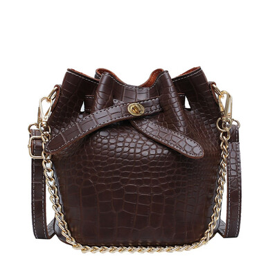 

Women Crocodile Pattern Bucket Bag Retro Alligator Messenger Bags Brand Designer Luxury PU Leather Shoulder Bag Handbag T3G