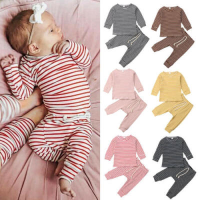 

2pcs Newborn Toddler Infant Baby Boy Girl Clothes T-shirt Tops Pants Outfit Set