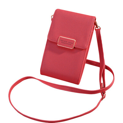 

Fashion Women Solid Color Flap Faux Leather Crossbody Shoulder Bag Phone Holder
