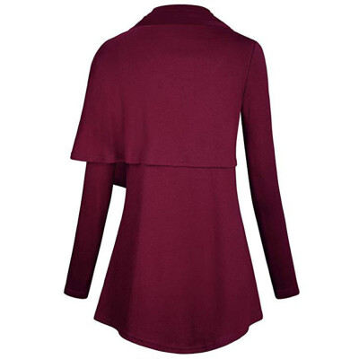 

Toponeto Womens Long Sleeve O-Neck With Buttons Irregular Hem Sweatshirt Blouse
