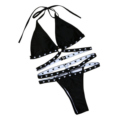 

Saidsome Women Star Print Bikini Set Push-Up Padded Swimwear Swimsuit Bathing Beachwear