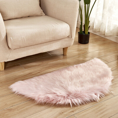 

Gobestart Wool Imitation Sheepskin Rugs Faux Fur Non Slip Bedroom Shaggy Carpet Mats