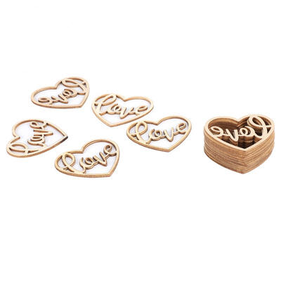 

Greensen 50 Pcs Premium Wood Heart Embellishment for DIY Decoration Hanging Ornament