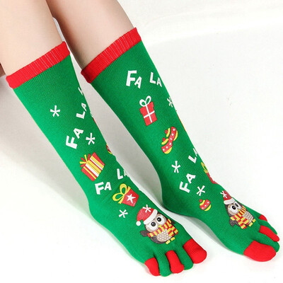 

2019 New Fashion Women Funny Cartoon Printed Toe Socks Cotton Five Fingers Socks Casual Soft Socks Women Christmas Sock
