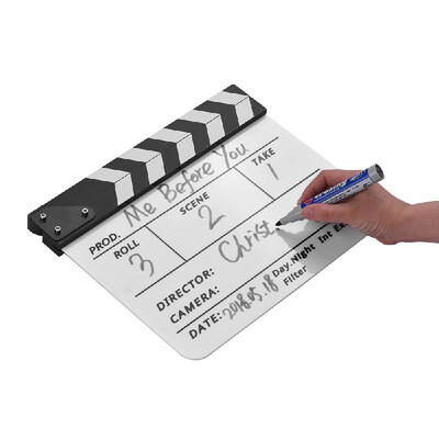 

Professional Acrylic Clapboard Dry Erase TV Film Movie Director Cut Action Scene Clapper Board Slate With Marker Pen Eraser