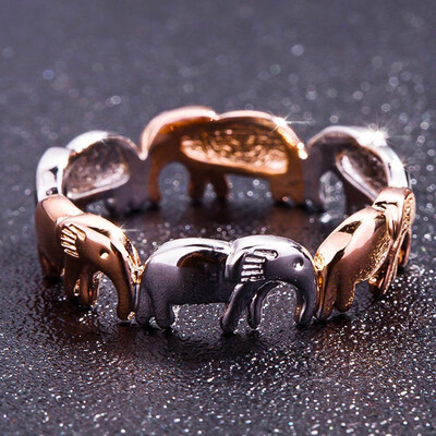 

Fashion Lovely Animal Elephant Two-tone Ring