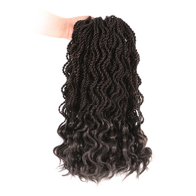 

3Packs 14inch Senegalese Twist Crochet Hair Wave Synthetic Crochet Braiding Hair Curly Ends Hair Extensions