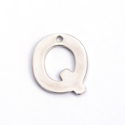 

304 Stainless Steel Letter Charms LetterQ 11x95x08mm Hole 1mm