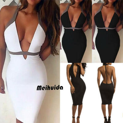 

Womens Bandage Bodycon Sleeveless Evening Party Cocktail Club Short Mini Dress