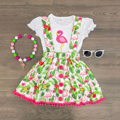 

UK Summer Toddler Baby Girl Floral Ruffle TopsTutu Skirt Kid Outfit Clothes Set