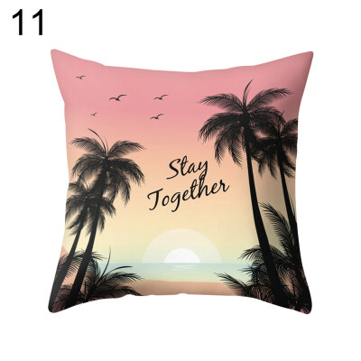 

Coconut Tree Sunset Pillow Case Sofa Waist Throw Cushion Cover Home Decoration