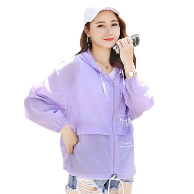 

Sun Protection Clothing Female Summer New Letter Printing Jacket UV Protection Skin Clothing Beach Sunscreen Clothing Air Condit