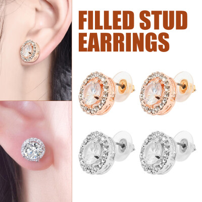

14K Real White Gold Filled Stud Earrings Made With 06 Carat Swarovski Crystals