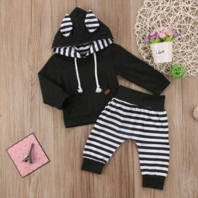 

Newborn Kids Toddler Baby Boy Girl Outfits Hoodie Tops T-shirtPants Clothes Set