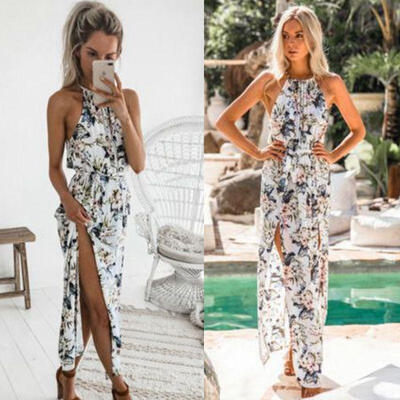

Fashion Women Summer Boho Floral Beach Dress Evening Cocktail Long Maxi Dresses