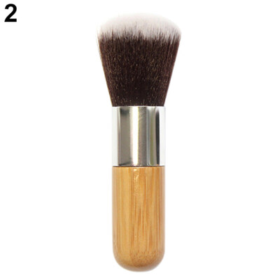 

Round Flat Top Bamboo Handle Foundation Powder Brush Cosmetic Makeup Beauty Tool