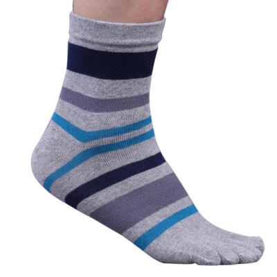 

Fashion Men Stripe Cotton Warm Breathable Five Toes Casual Sport Running Socks