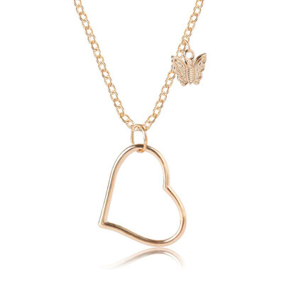

Fashion Women New Bohemian Metal Heart Cute Mini Butterfly Necklace Summer Wear Necklace Jewelry Perfect Wedding Party Gift