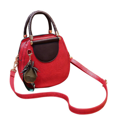 

Vintage Women Pineapple Pendant Handbag Faux Leather Zipper Tote Crossbody Bag