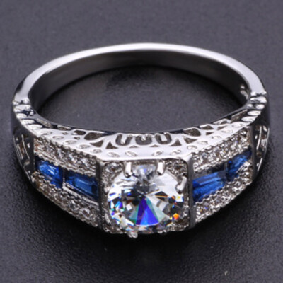 

Vintage Silver White Topaz Sapphire Engagement Wedding Ring Wholesale 6-10