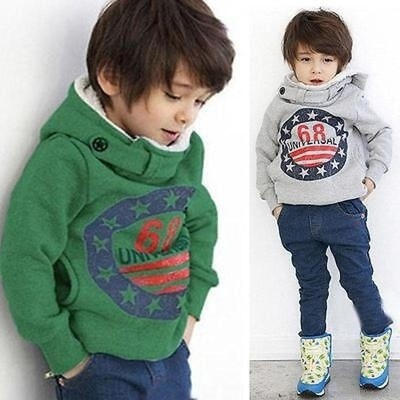

US STOCK Toddler Kid Boys Girls Sweatshirt Hooded Hoodies Coat Tops Pullover