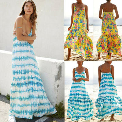 

Women Boho Long Maxi Dress Ladies Cocktail Party Evening Fashion Beach Sundress