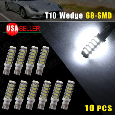 

10X 6000K Bright White T10 68SMD LED 192 921 906 Side Marker Parking Light Bulbs