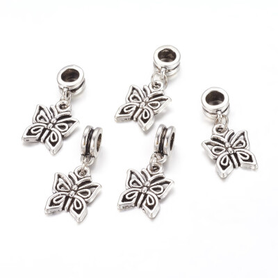

Alloy European Dangle Beads Butterfly Antique Silver 27mm Hole 5mm