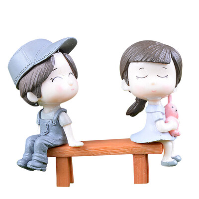 

Gobestart 1 Set Cute Lovers Chair Miniature Landscape DIY Ornament Garden Dollhouse Decor