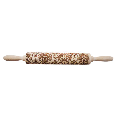 

〖Follure〗Rolling Pin Engraved Carved Wood Embossed Rolling Pin Kitchen Tool