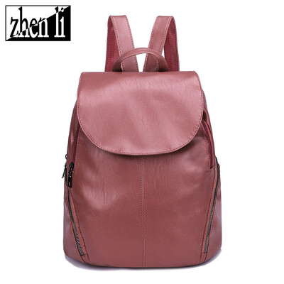 

New PU fashion bag casual shoulder bag solid color candy color female backpack