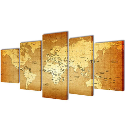 

Canvas Wall Print Set World Map 79" x 39