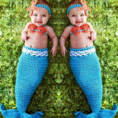 

Newborn Baby Boys Girls Mermaid Bra Tail Crochet Costume Photography Prop Outfit