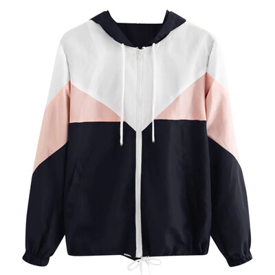 

Toponeto Women Autumn Long Sleeve Thin Skin suits Hooded Zip Stitching Coat