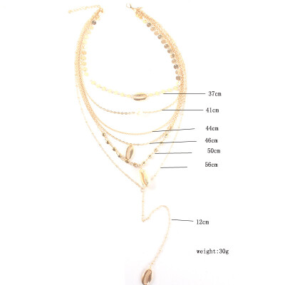 

Trendy New Bead Shell Necklaces Chokers For Women conch Statement Gold Color Chain Long Necklace Jewelry 2019