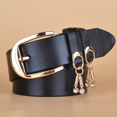 

Ladies leather belt decorative coat down jacket belt fashion Korean version of the wild female first layer cowhide