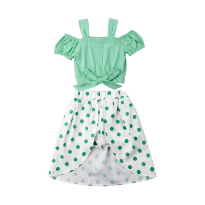 

Summer 2PCS Kids Toddler Baby Girl Clothes Off Shoulder TopsShorts Dress Set