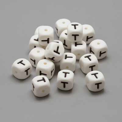 

Food Grade Environmental Silicone Beads Chewing Beads For Teethers DIY Nursing Necklaces Making Letter Style Cube LetterT 1