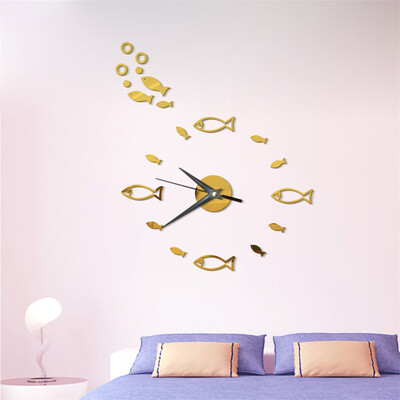 

Toponeto 3D Small Fish Bubble Stereo Acrylic Mirror Wall Clock Home Decoration Wall Clock