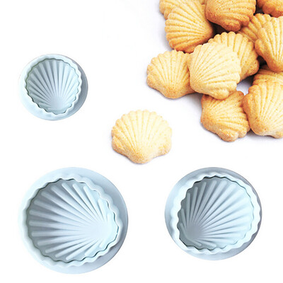 

Siaonvr 3Pcs Shell Shape Cookies Fondant Plastic Molds Cutter Cake Embosser Mold