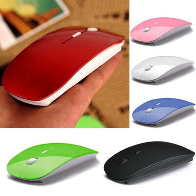 

2017 Candy Color Ultra Thin USB Optical Wireless Mouse 24G Receiver Super Slim Mouse Cordless Computer PC Laptop Desktop