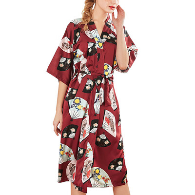 

Toponeto Women Simulation Silk Ladies Pajamas Lingerie Robe Bathrobe Bride Dressing Gown
