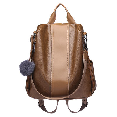 

Waterproof backpack large capacity simple burglar-proof bag Korean version leisure soft leather shoulder bag ladies bag