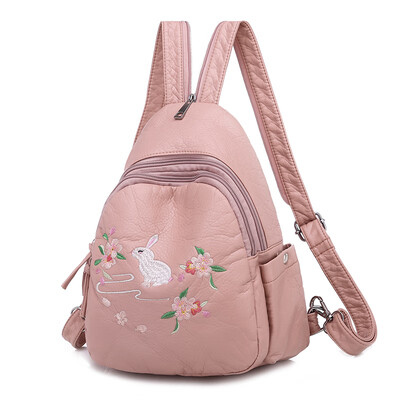

Mini Shoulder Bag Womens Bag Korean Chao Baitao Fashion Embroidery Soft Leather Backpack Dual Purse Women