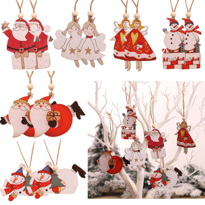 

Tailored 12PC Wooden Hanging Christmas Santa Snowman Angel Ornament Xmas Party Home Decor