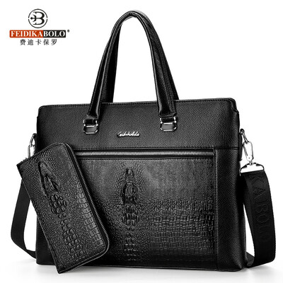 

Mens bag Korean business handbag shoulder bag Messenger bag crocodile scalp bag mens bag briefcase male
