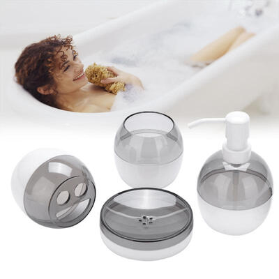 

Greensen 4Pcs Fashionable Round Design Bathroom Accessories Set Soap Dish Dispenser Toothbrush Holder