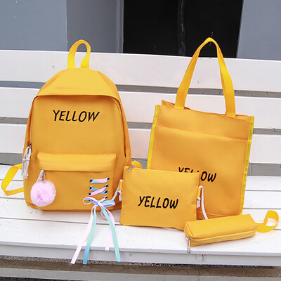 

Student Bag Junior High School Student Cute Backpack Bag School Bag 4Pcs